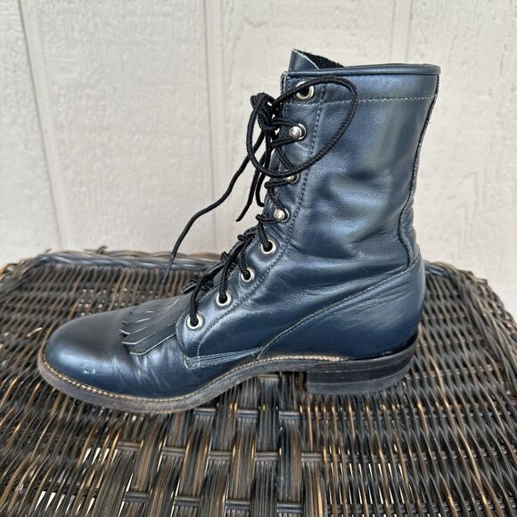 Justin Roper Boots Womens Size 5.5 B‎ Navy Blue Western Cowgirl Rodeo Workwear - Picture 7 of 13